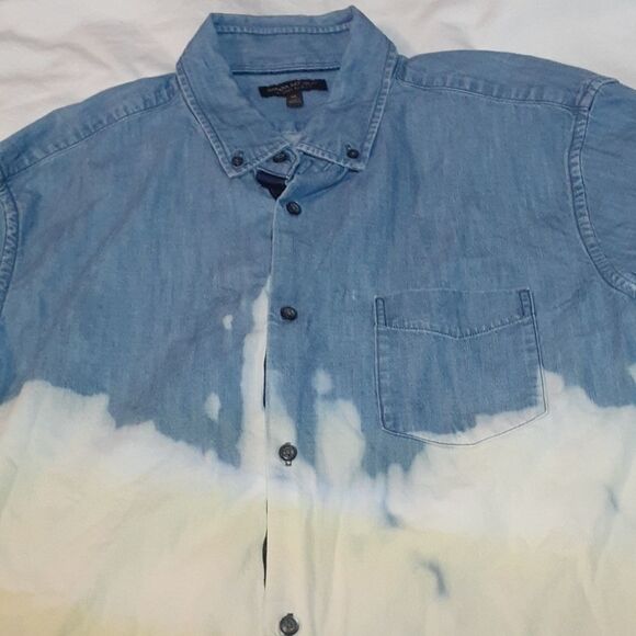 Banana Republic Denim Jean Bleach Shirt Dip Dye XL - Picture 3 of 9